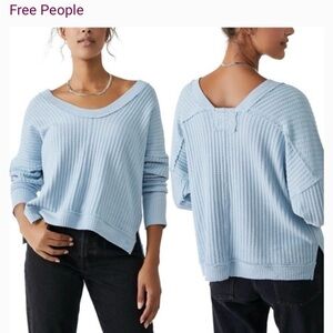 We The Free Women's Sky Blue V-Neck Sweater